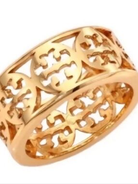 Tory Burch Gold Filigree Logo Cutout Band